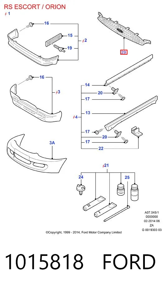 1015818 Ford Решітка радіатора