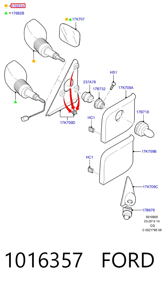 Ліве бічне дзеркало Ford Ka хетчбек (RBT) (1996 - 2008) ціна, від 24.39 USD