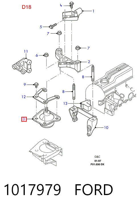 Купити Подушка (опора) двигуна, права Ford Fiesta COURIER J5S, J3S