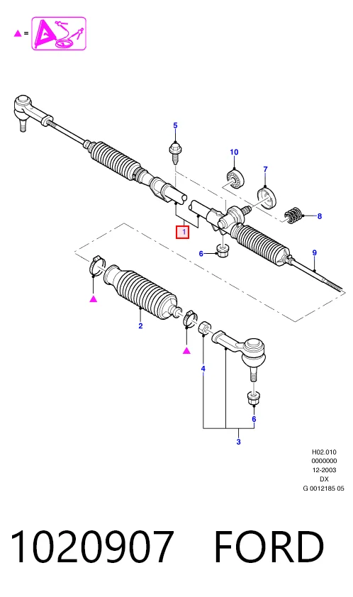 Рейковий рульовий механізм на Ford Fiesta Mk4 JAS, JBS