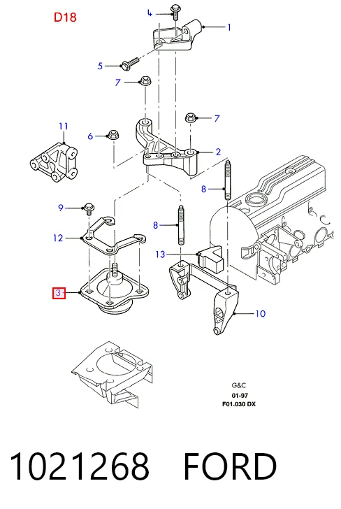  Подушка (опора) двигуна, права Ford Fiesta 