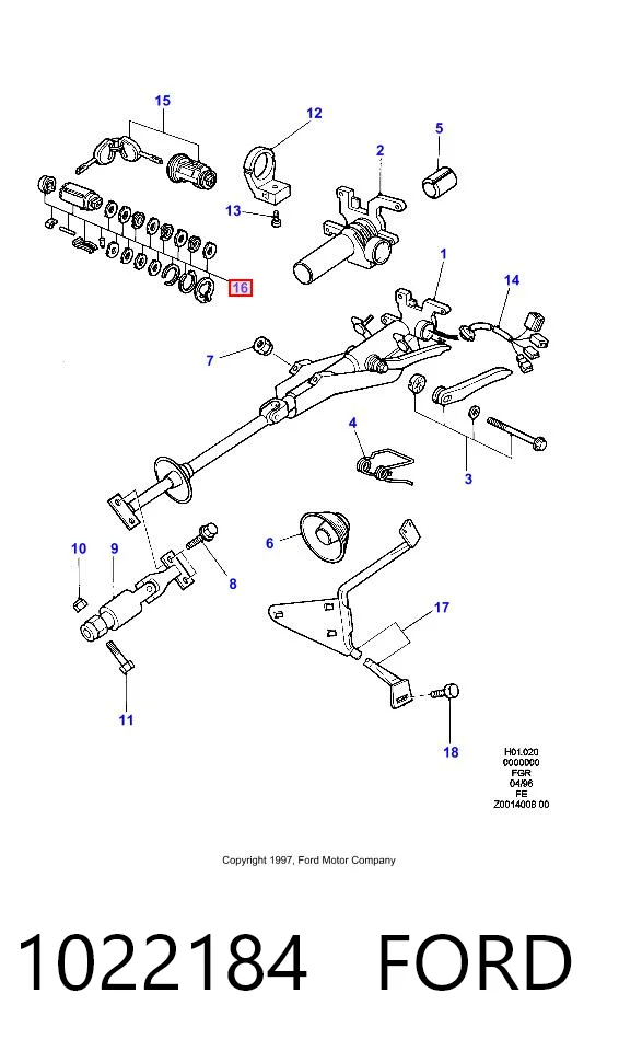 1022184 Ford Личинка замка запалювання