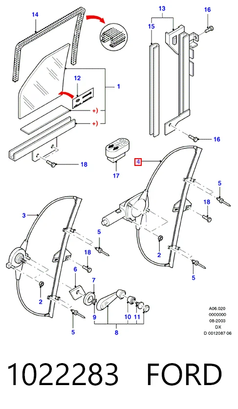 Механізм стеклопідйомника дверей передніх, лівих Ford Fiesta Mk4