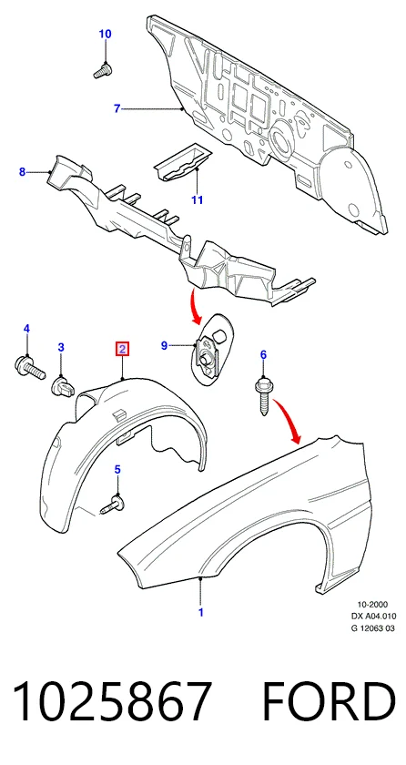 Підкрилок переднього крила, лівий Ford Fiesta Mk4 хетчбек (JAS, JBS) (1996 - 2002) ціна, від 10.19 USD