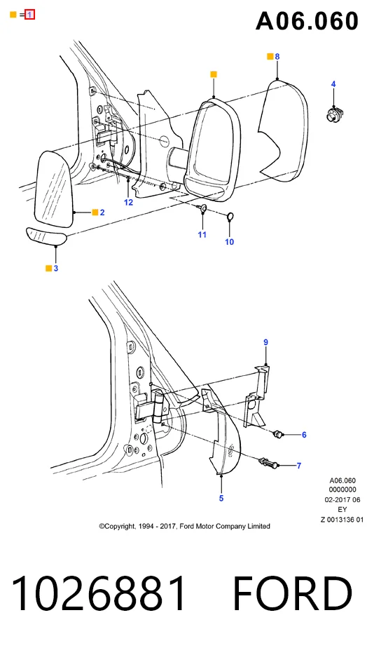 Праве дзеркало заднього виду на Ford Transit IV E