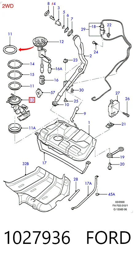 Модуль паливного насосу, з датчиком рівня палива Ford Escort 7 GAL, AAL, ABL