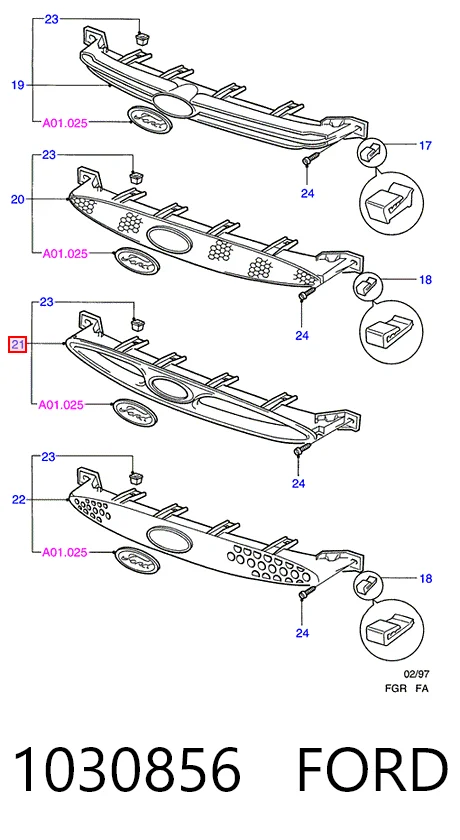 Решітка радіатора на Ford Escort VII GAL, ANL