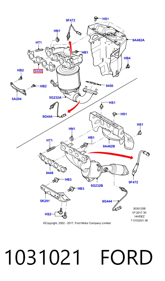 Прокладка колектора на Ford Fiesta COURIER J5S, J3S