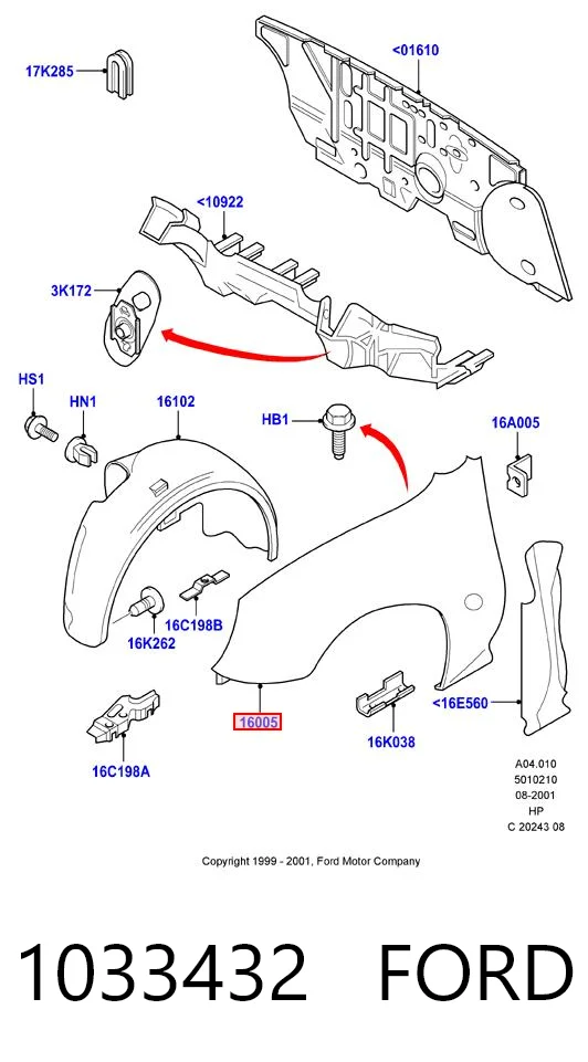 1033432 Ford Крило переднє праве