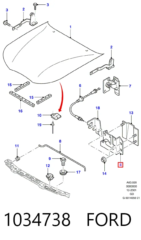 Запор капота (замок і привід замка капота) на Ford Mondeo II BFP
