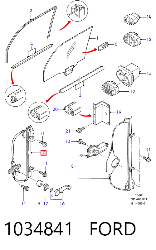 Склопідйомник з електродвигуном Ford Mondeo II седан (BFP) (1996 - 2000) ціна, від 24.42 USD