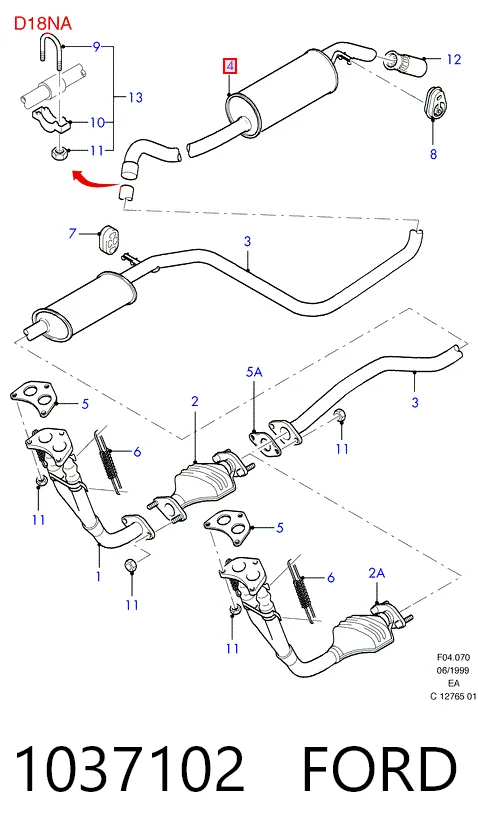  Глушник, задня частина Ford Escort 5