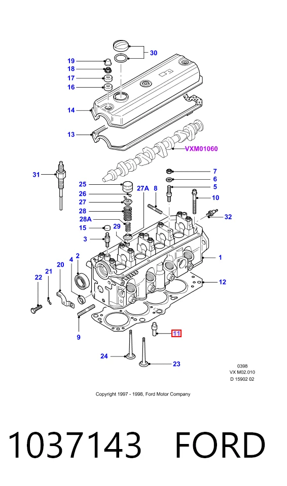 Напрямна клапана на Volkswagen Passat B6 3C2