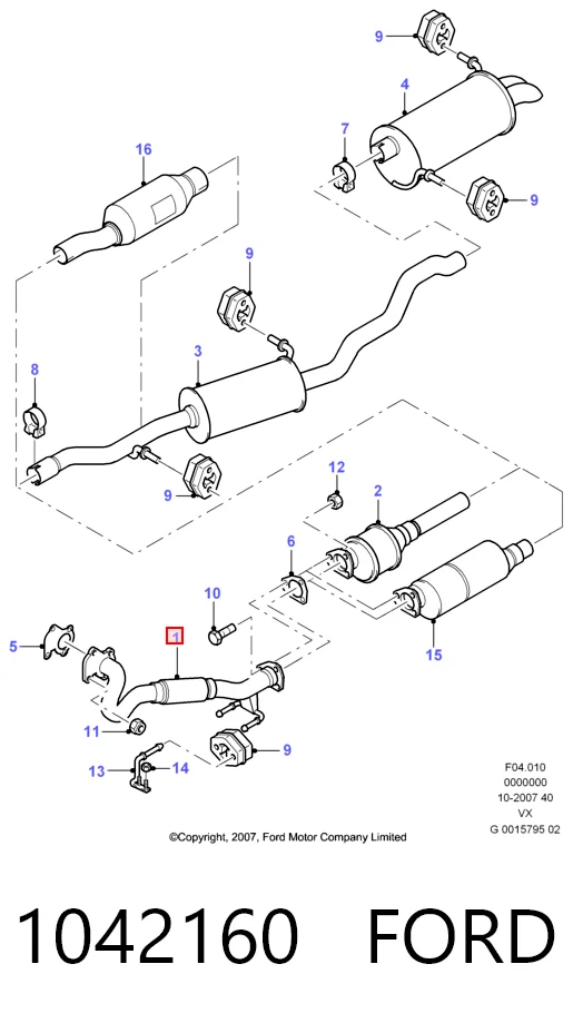 1042160 Ford Штани глушника передні