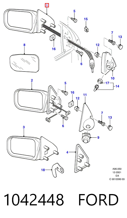 Ліве бічне дзеркало Ford Fiesta Mk4 хетчбек (JAS, JBS) (1996 - 2002) ціна, від 17.11 USD