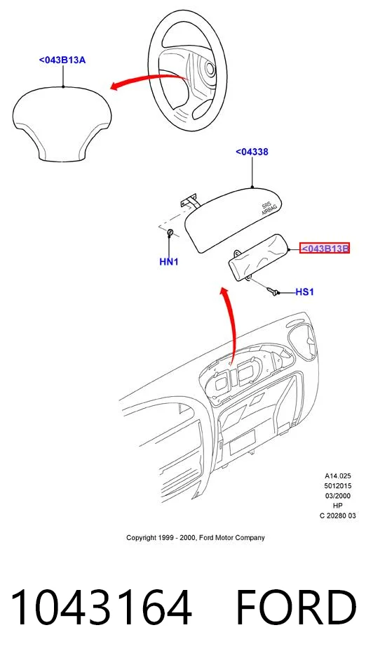 1043164 Ford Подушка безпеки пасажира