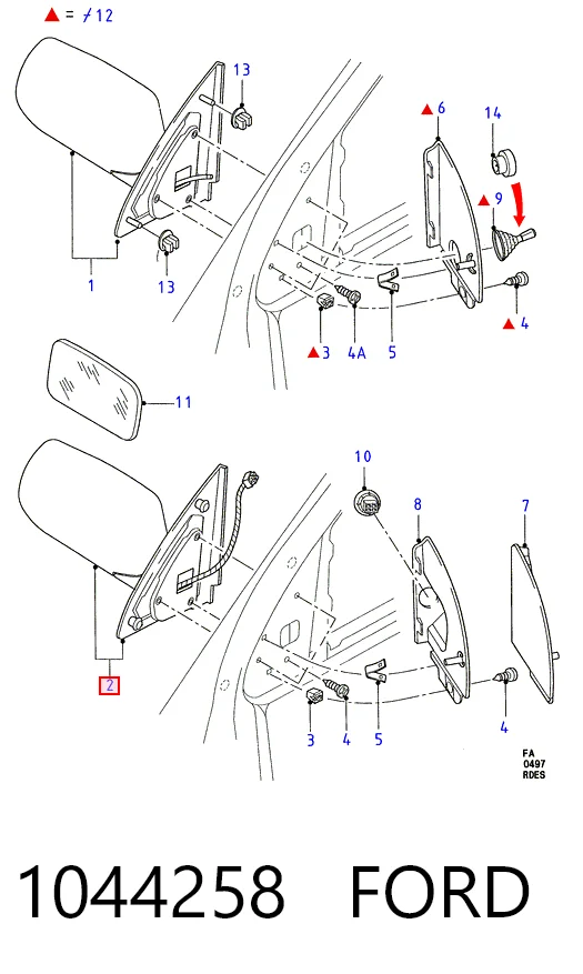 Купити Дзеркало праве Ford Escort VII GAL, ANL
