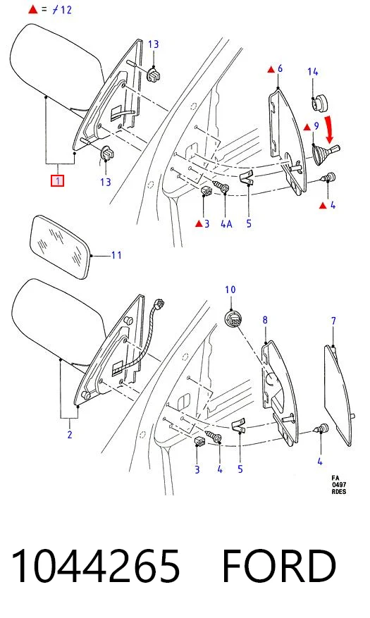 Ліве бічне дзеркало Ford Escort VII універсал (GAL, ANL) (1995 - 1999) ціна, від 20.82 USD