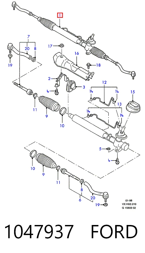 1047937 Ford Рейковий рульовий механізм