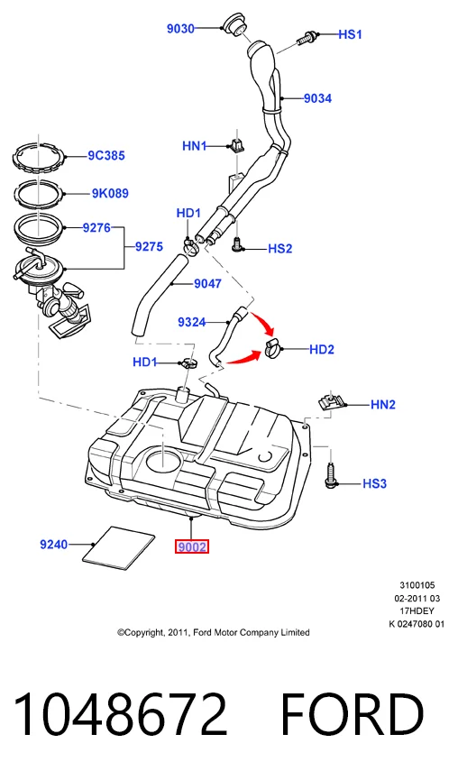 Бак паливний на Ford Fiesta Mk4 JAS, JBS