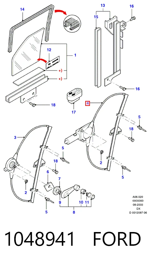 Склопідйомник з електродвигуном Ford Fiesta COURIER фургон (J5S, J3S) (1996 - 2002) ціна, від 60.08 USD