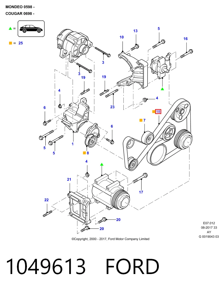 1049613 Ford Поліклиновий ремінь