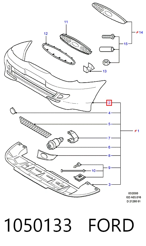  Передній бампер Ford Mondeo 2