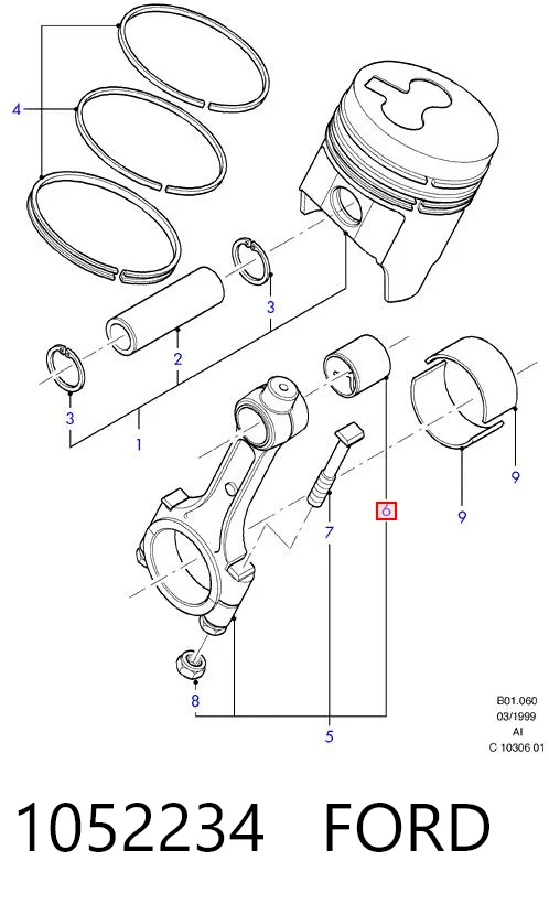 1052234 Ford Втулка верхньої головки шатуна