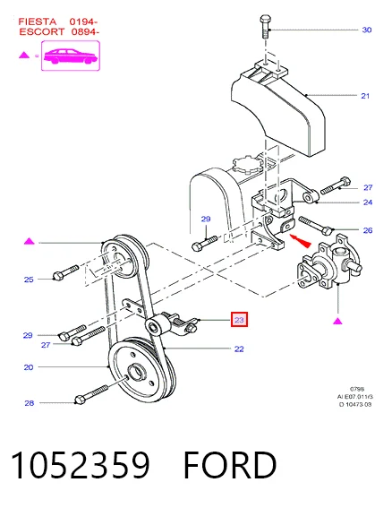 Натяжний ролик Ford Fiesta COURIER фургон (J5S, J3S) (1996 - 2002) ціна, від 7.58 USD