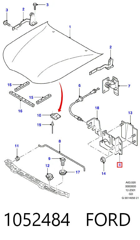 Замок капота Ford Mondeo II седан (BFP) (1996 - 2000) ціна, від 19.61 USD