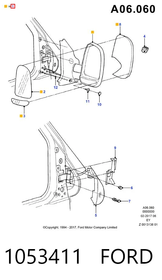 1053411 Ford Праве дзеркало заднього виду