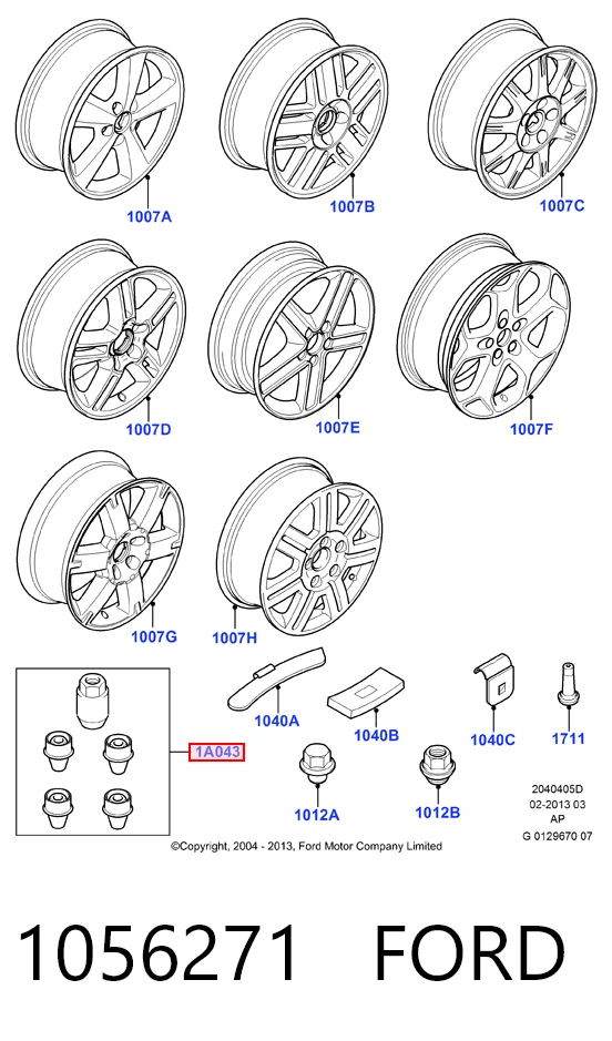 Болти до колеса на Ford Fiesta Mk5 JH, JD