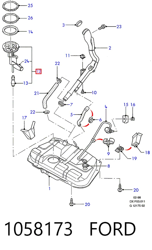 Датчик бензобака на Ford Fiesta Mk4 JAS, JBS