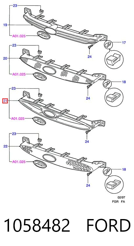 Облицювання радіатора Ford Escort VII універсал (GAL, ANL) (1995 - 1999) ціна, від 15.20 USD