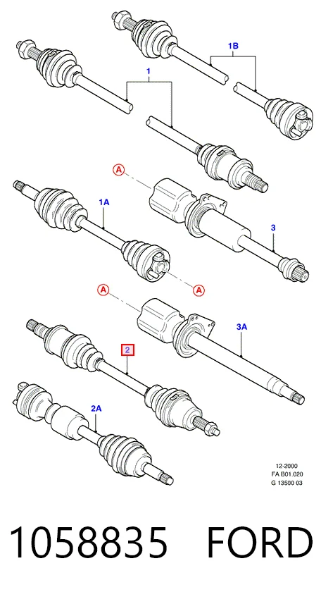 Піввісь (привід) передня, ліва Ford Escort 7 GAL, ANL
