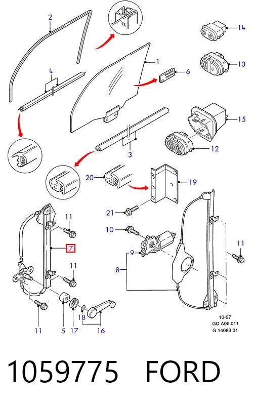Купити Склопідйомник передньої лівої двері Ford Mondeo II BFP