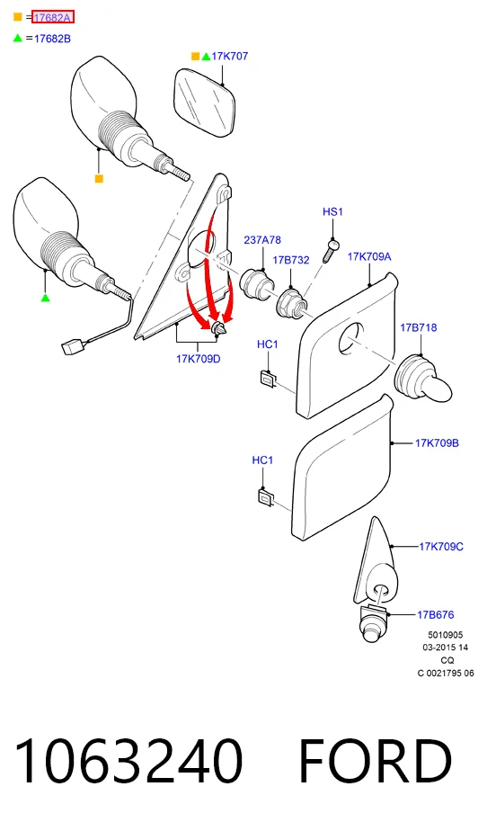 Праве бічне дзеркало Ford Ka хетчбек (RBT) (1996 - 2008) ціна, від 15.62 USD