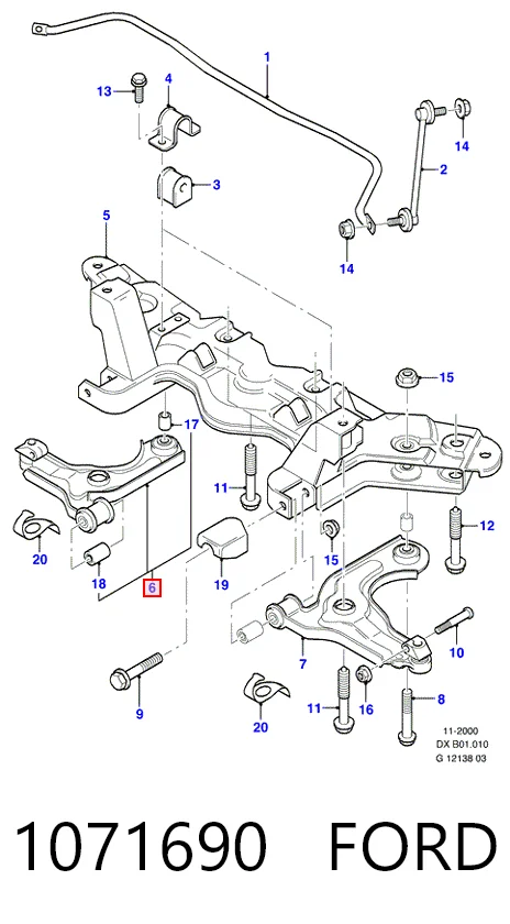 Важіль передньої підвіски нижній, правий на Ford Fiesta COURIER J5S, J3S