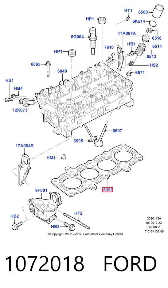 1072018 Ford Прокладка під головку