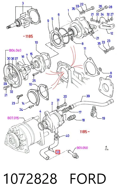 1072828 Ford Шланг (патрубок) вакуумного насоса