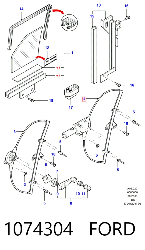 Купити Склопідйомник передньої лівої двері Ford Fiesta COURIER J5S, J3S