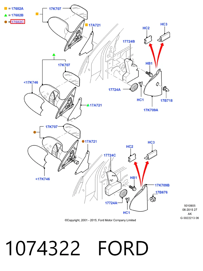  Дзеркало праве Ford Focus 1