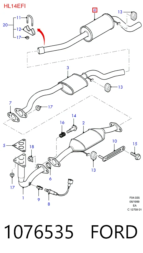  Глушник, задня частина Ford Escort 6