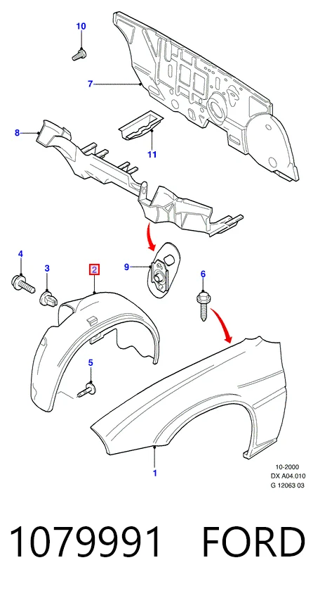 Підкрилок переднього крила, правий на Ford Fiesta Mk4 JAS, JBS