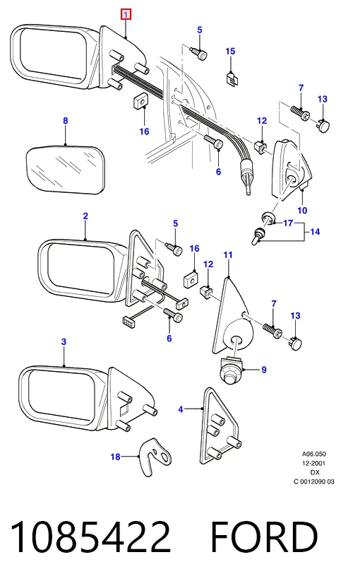 Дзеркало заднього виду, ліве на Ford Fiesta COURIER J5S, J3S