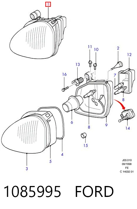 Фара ліва Ford Scorpio 2 GFR, GGR
