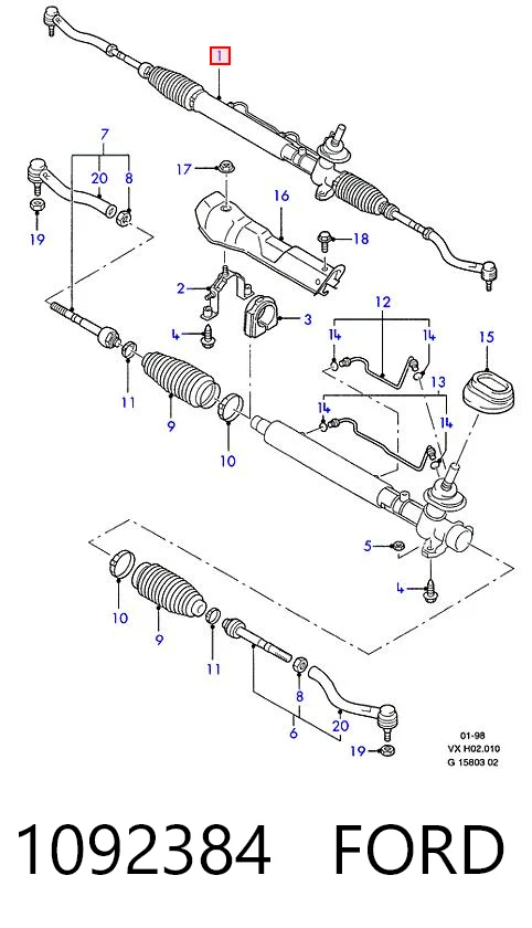 1092384 Ford Рейковий рульовий механізм