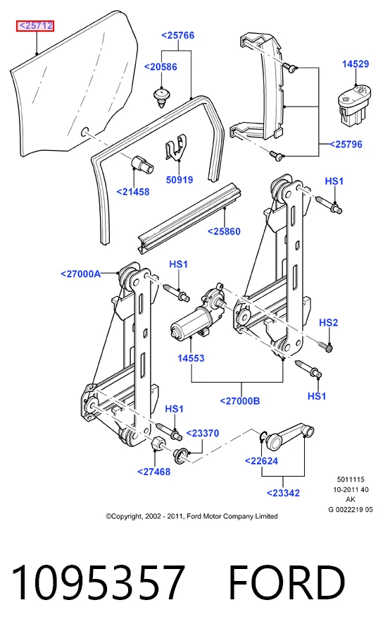GS2532D302 XYG Скло задньої двері правої