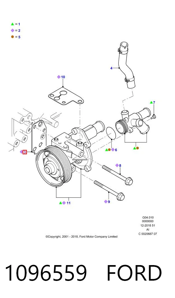 1096559 Ford Прокладка водяної помпи