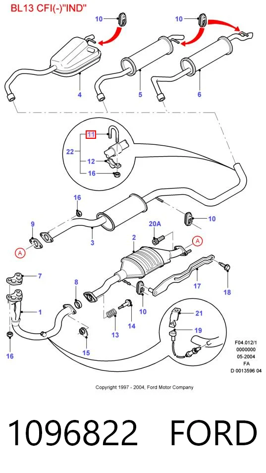 1096822 Ford Кріплення глушника переднє